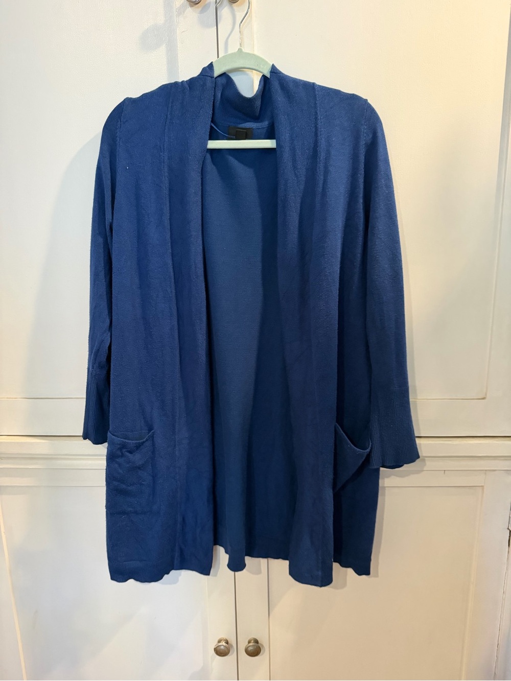 JM Collection Open-Front Royal Blue Cardigan with Pockets